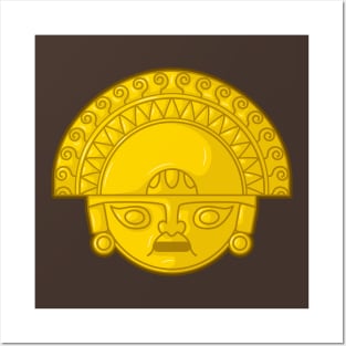 Ancient colombian indigenous sun god golden representation Posters and Art